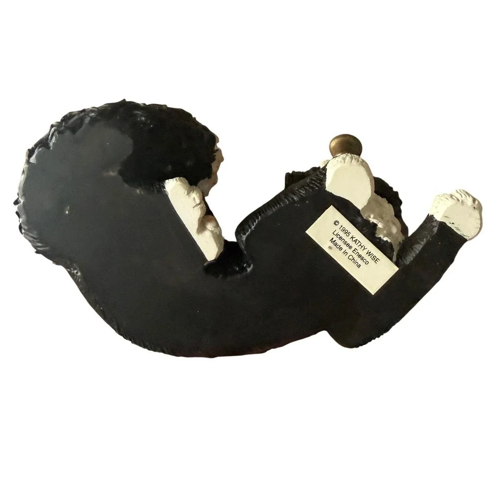 Vintage 1995 Kathy Wise Enesco Tuxedo Cat Figurine Red Heart Bandana Brass‎ Bell